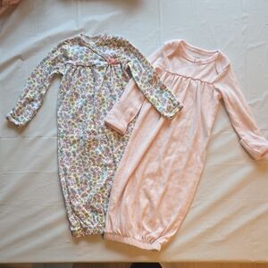 Carters Newborn Bundle Of Two Sleep Gowns Colorful Floral And Pink Ultra Soft